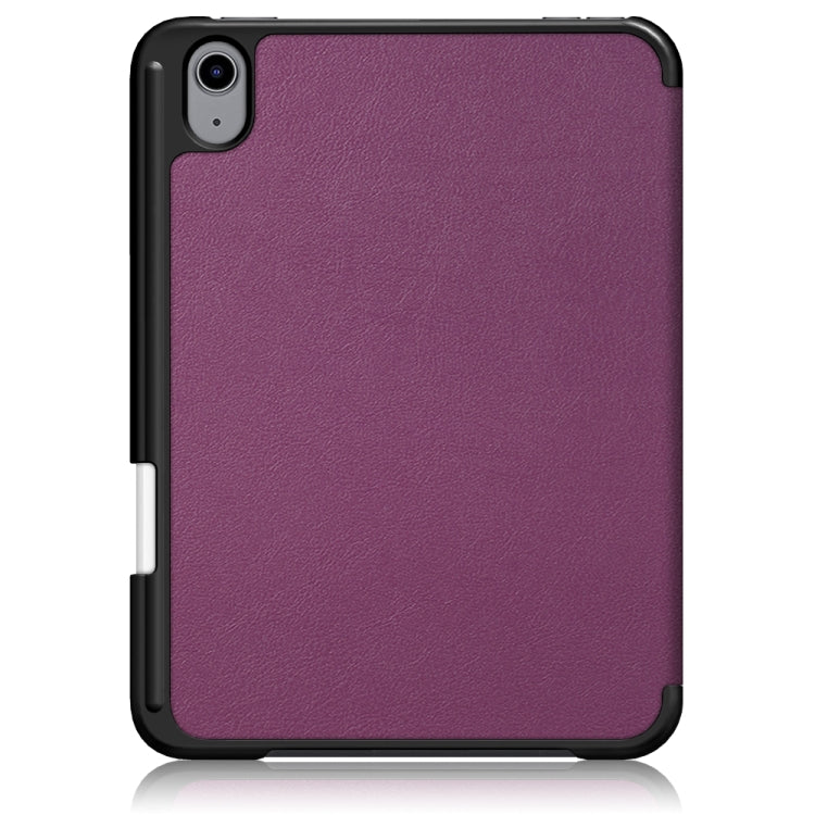 For iPad mini 6 Solid Color TPU Horizontal Flip Leather Tablet Case with Three-folding Holder & Pen Slot & Sleep / Wake-up Function