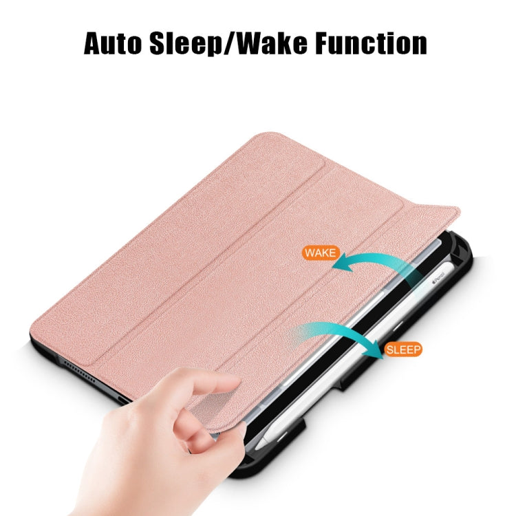 For iPad mini 6 Solid Color TPU Horizontal Flip Leather Tablet Case with Three-folding Holder & Pen Slot & Sleep / Wake-up Function