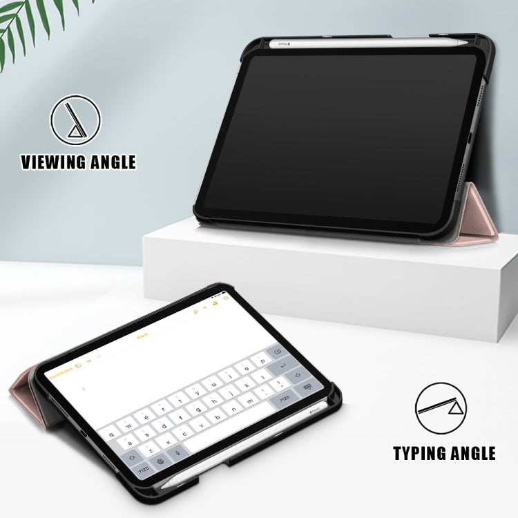 For iPad mini 6 Solid Color TPU Horizontal Flip Leather Tablet Case with Three-folding Holder & Pen Slot & Sleep / Wake-up Function
