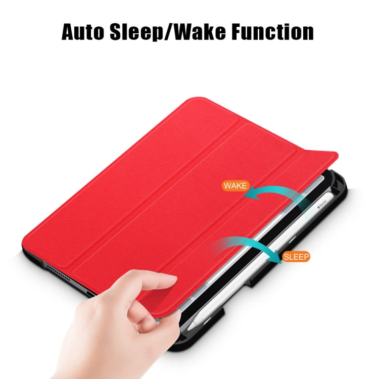 For iPad mini 6 Solid Color TPU Horizontal Flip Leather Tablet Case with Three-folding Holder & Pen Slot & Sleep / Wake-up Function