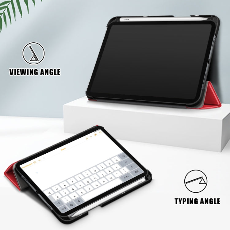For iPad mini 6 Solid Color TPU Horizontal Flip Leather Tablet Case with Three-folding Holder & Pen Slot & Sleep / Wake-up Function