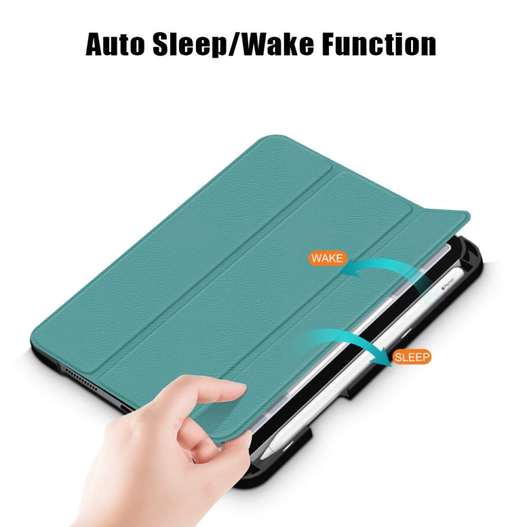 For iPad mini 6 Solid Color TPU Horizontal Flip Leather Tablet Case with Three-folding Holder & Pen Slot & Sleep / Wake-up Function