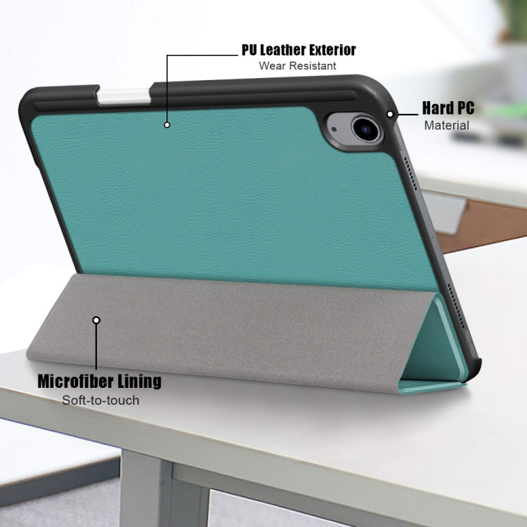 For iPad mini 6 Solid Color TPU Horizontal Flip Leather Tablet Case with Three-folding Holder & Pen Slot & Sleep / Wake-up Function