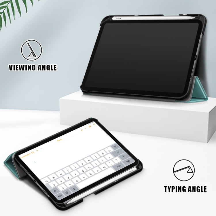 For iPad mini 6 Solid Color TPU Horizontal Flip Leather Tablet Case with Three-folding Holder & Pen Slot & Sleep / Wake-up Function