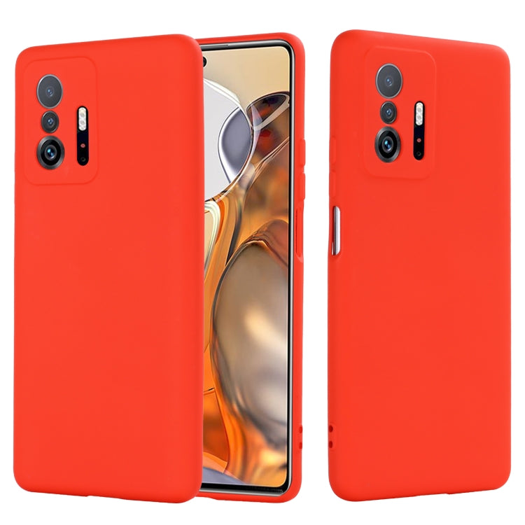 For Xiaomi 11T 5G Solid Color Liquid Silicone Dropproof Full Coverage Protective Case
