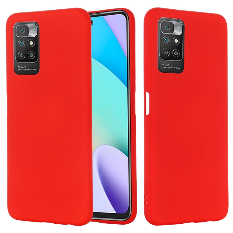 For Xiaomi Redmi 10 Solid Color Liquid Silicone Dropproof Full Coverage Protective Case