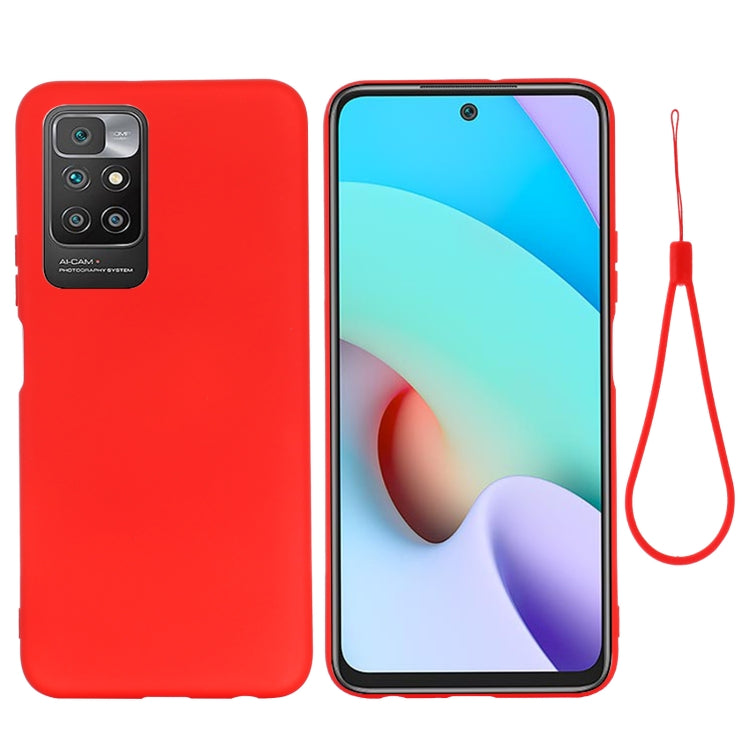 For Xiaomi Redmi 10 Solid Color Liquid Silicone Dropproof Full Coverage Protective Case