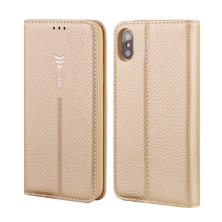 For iPhone XS / X GEBEI PU+TPU Horizontal Flip Protective Case with Holder & Card Slots