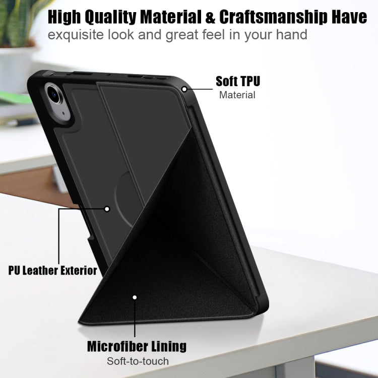 For iPad mini 6 Multi-folding Horizontal Flip PU Leather Shockproof Tablet Case with Holder & Sleep / Wake-up Function & Pen Slot