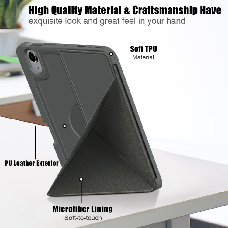 For iPad mini 6 Multi-folding Horizontal Flip PU Leather Shockproof Tablet Case with Holder & Sleep / Wake-up Function & Pen Slot