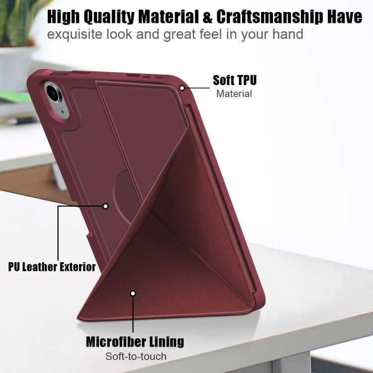 For iPad mini 6 Multi-folding Horizontal Flip PU Leather Shockproof Tablet Case with Holder & Sleep / Wake-up Function & Pen Slot