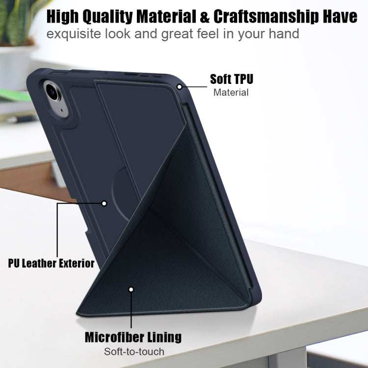 For iPad mini 6 Multi-folding Horizontal Flip PU Leather Shockproof Tablet Case with Holder & Sleep / Wake-up Function & Pen Slot