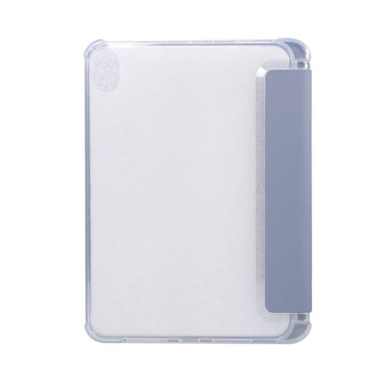 For iPad mini 6 3-folding Electric Pressed Skin Texture Horizontal Flip Shockproof Transparent TPU + PU Leather Tablet Case with Holder& Pen Slot & Sleep / Wake-up Function