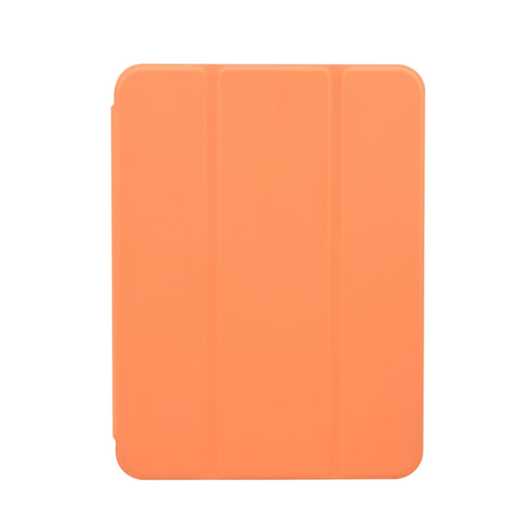 For iPad mini 6 3-folding Electric Pressed Skin Texture Horizontal Flip Shockproof Transparent TPU + PU Leather Tablet Case with Holder& Pen Slot & Sleep / Wake-up Function