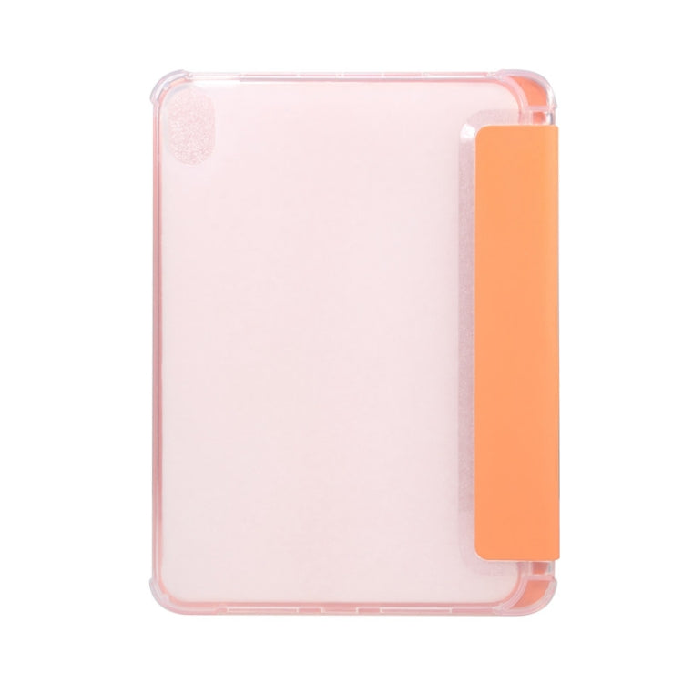 For iPad mini 6 3-folding Electric Pressed Skin Texture Horizontal Flip Shockproof Transparent TPU + PU Leather Tablet Case with Holder& Pen Slot & Sleep / Wake-up Function