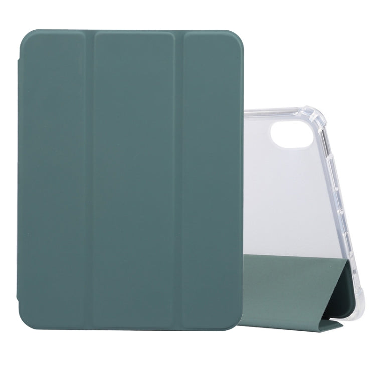 For iPad mini 6 3-folding Electric Pressed Skin Texture Horizontal Flip Shockproof Transparent TPU + PU Leather Tablet Case with Holder& Pen Slot & Sleep / Wake-up Function