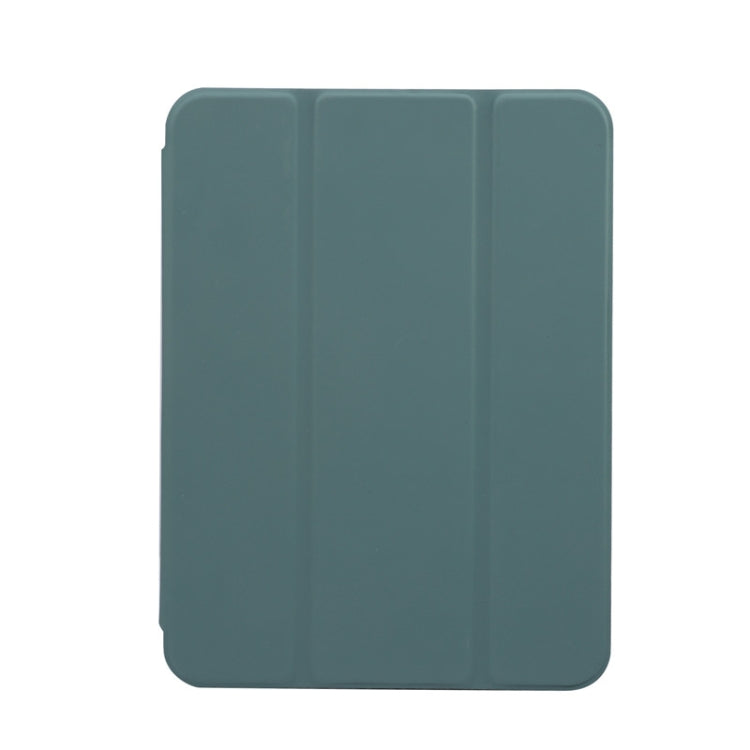 For iPad mini 6 3-folding Electric Pressed Skin Texture Horizontal Flip Shockproof Transparent TPU + PU Leather Tablet Case with Holder& Pen Slot & Sleep / Wake-up Function
