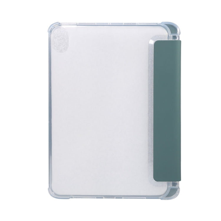 For iPad mini 6 3-folding Electric Pressed Skin Texture Horizontal Flip Shockproof Transparent TPU + PU Leather Tablet Case with Holder& Pen Slot & Sleep / Wake-up Function
