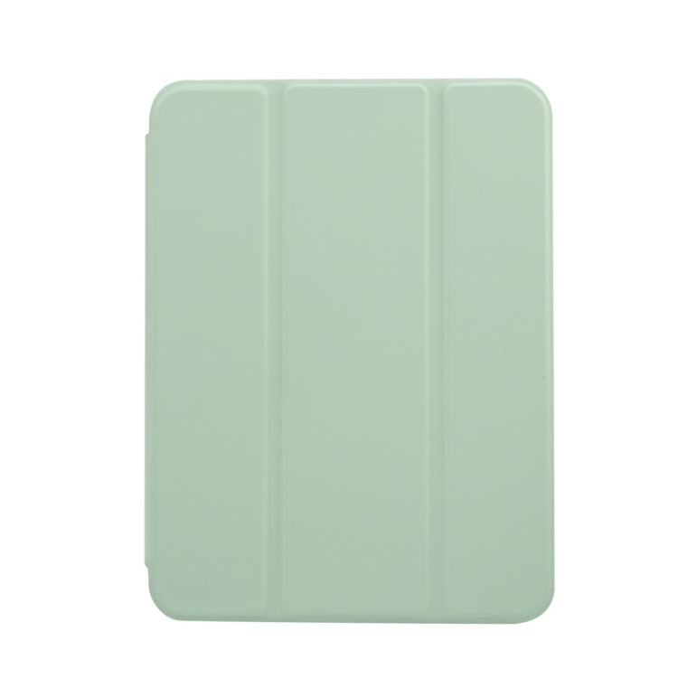 For iPad mini 6 3-folding Electric Pressed Skin Texture Horizontal Flip Shockproof Transparent TPU + PU Leather Tablet Case with Holder& Pen Slot & Sleep / Wake-up Function