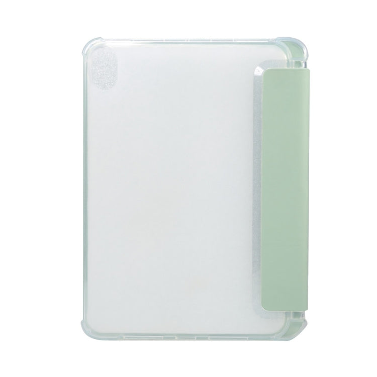 For iPad mini 6 3-folding Electric Pressed Skin Texture Horizontal Flip Shockproof Transparent TPU + PU Leather Tablet Case with Holder& Pen Slot & Sleep / Wake-up Function
