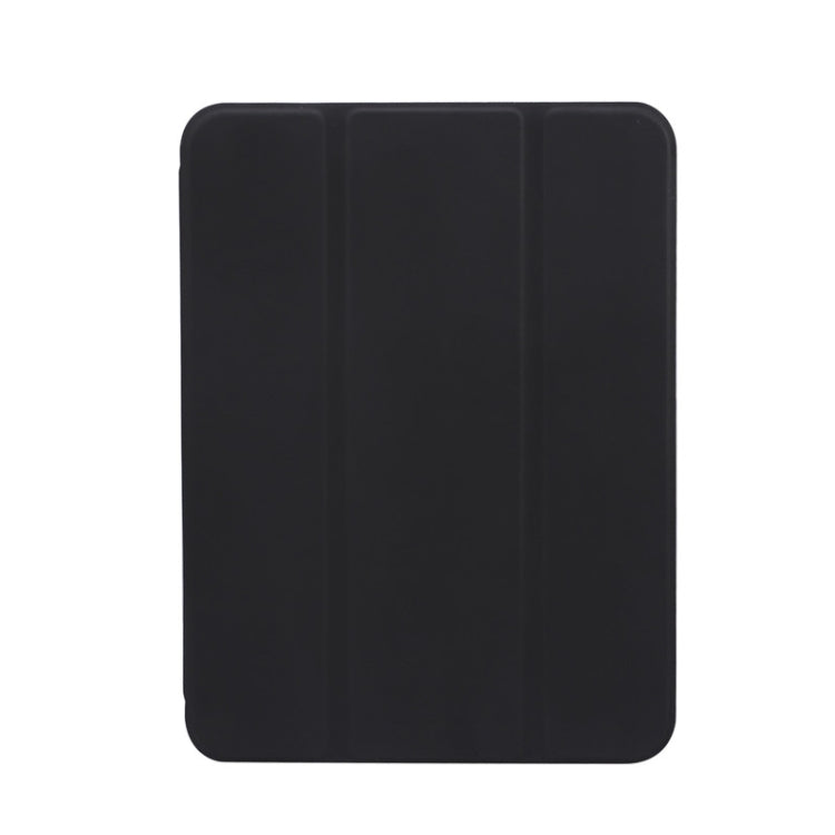 For iPad mini 6 3-folding Electric Pressed Skin Texture Horizontal Flip Shockproof Transparent TPU + PU Leather Tablet Case with Holder& Pen Slot & Sleep / Wake-up Function
