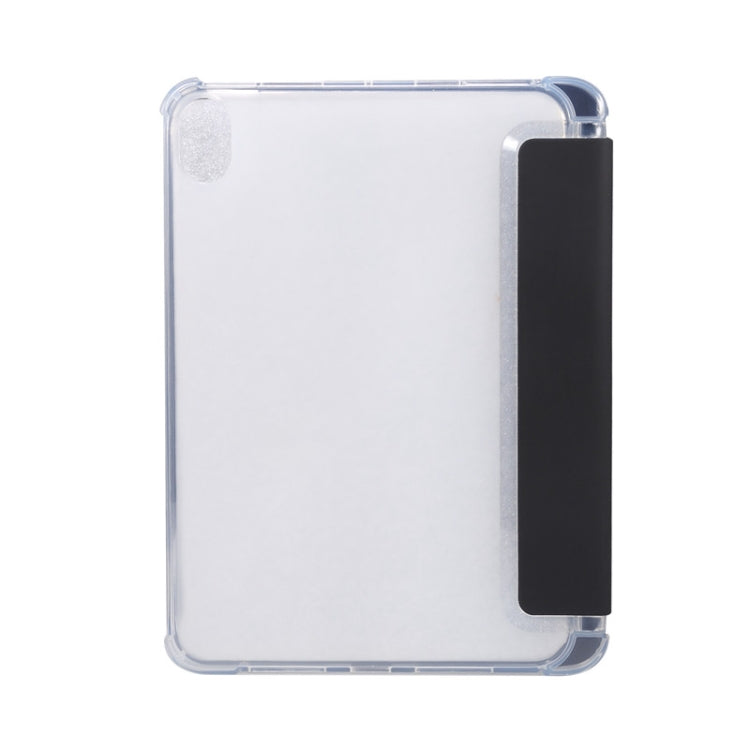 For iPad mini 6 3-folding Electric Pressed Skin Texture Horizontal Flip Shockproof Transparent TPU + PU Leather Tablet Case with Holder& Pen Slot & Sleep / Wake-up Function