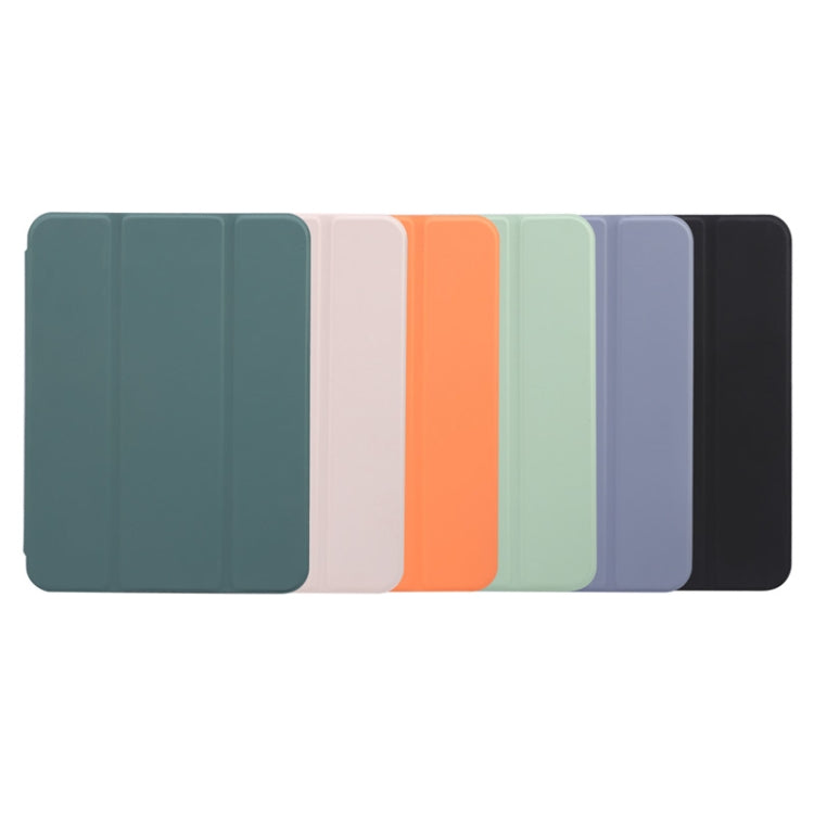 For iPad mini 6 3-folding Electric Pressed Skin Texture Horizontal Flip Shockproof Transparent TPU + PU Leather Tablet Case with Holder& Pen Slot & Sleep / Wake-up Function