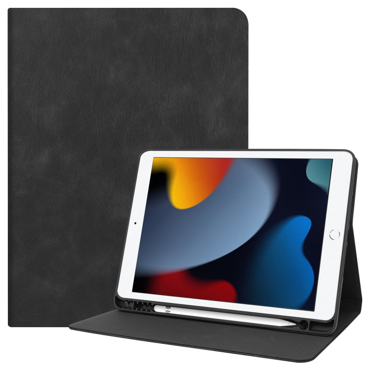 For iPad 10.2 2021 / 2020 / 2019 Cowhide Texture TPU Tablet Horizontal Flip Leather Case with Holder & Sleep / Wake-Up Function & Pen Slot