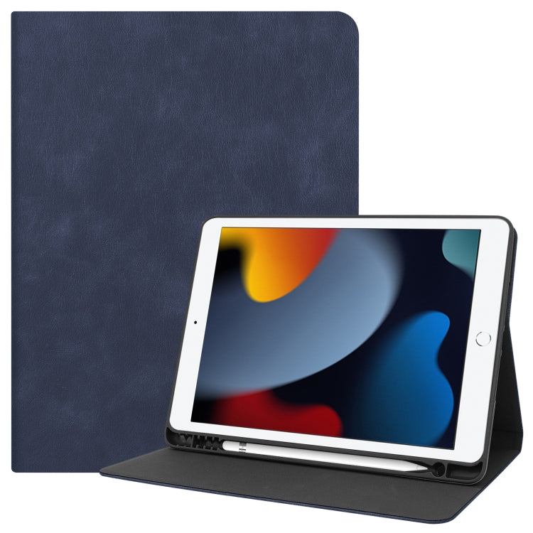 For iPad 10.2 2021 / 2020 / 2019 Cowhide Texture TPU Tablet Horizontal Flip Leather Case with Holder & Sleep / Wake-Up Function & Pen Slot