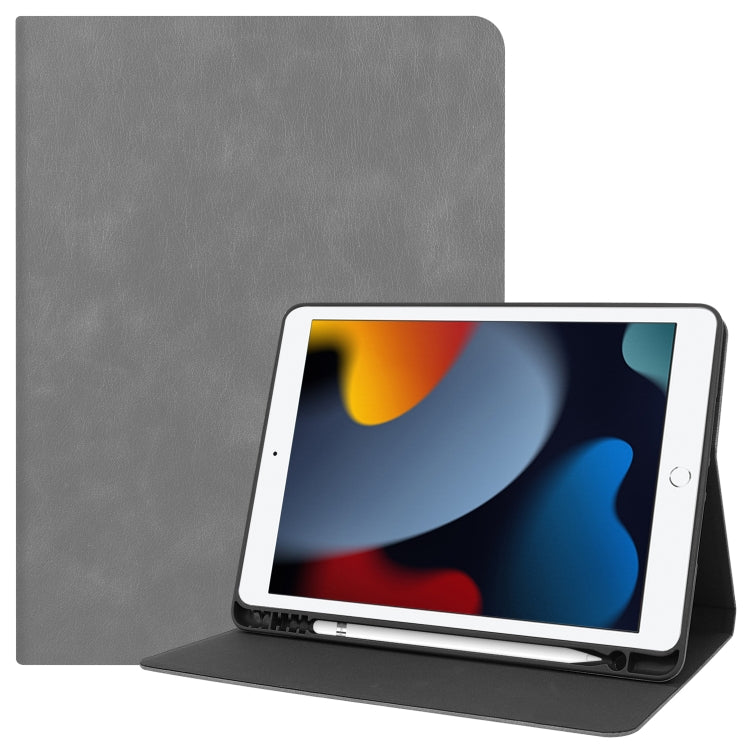 For iPad 10.2 2021 / 2020 / 2019 Cowhide Texture TPU Tablet Horizontal Flip Leather Case with Holder & Sleep / Wake-Up Function & Pen Slot