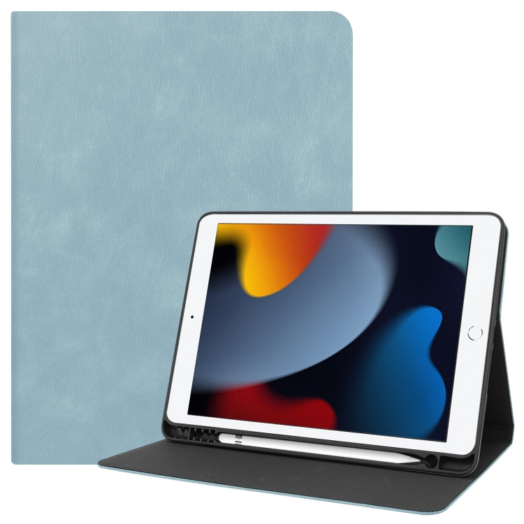 For iPad 10.2 2021 / 2020 / 2019 Cowhide Texture TPU Tablet Horizontal Flip Leather Case with Holder & Sleep / Wake-Up Function & Pen Slot