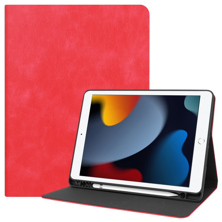 For iPad 10.2 2021 / 2020 / 2019 Cowhide Texture TPU Tablet Horizontal Flip Leather Case with Holder & Sleep / Wake-Up Function & Pen Slot