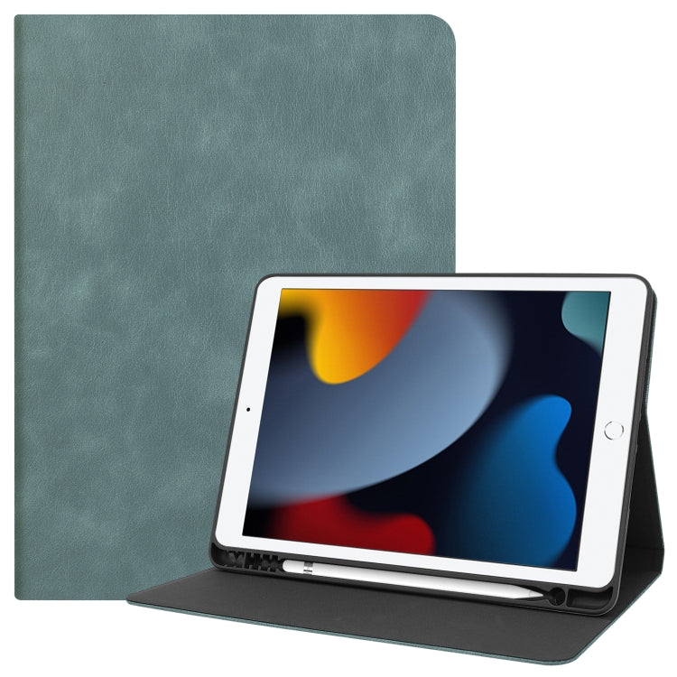 For iPad 10.2 2021 / 2020 / 2019 Cowhide Texture TPU Tablet Horizontal Flip Leather Case with Holder & Sleep / Wake-Up Function & Pen Slot