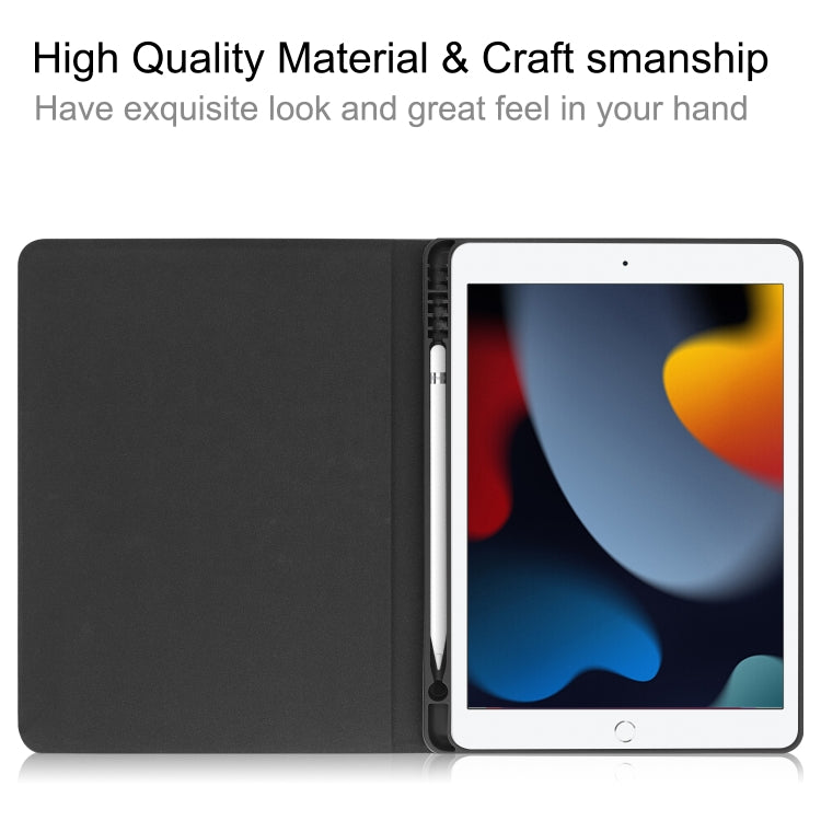 For iPad 10.2 2021 / 2020 / 2019 Cowhide Texture TPU Tablet Horizontal Flip Leather Case with Holder & Sleep / Wake-Up Function & Pen Slot