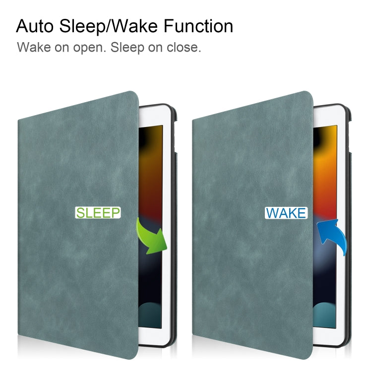 For iPad 10.2 2021 / 2020 / 2019 Cowhide Texture TPU Tablet Horizontal Flip Leather Case with Holder & Sleep / Wake-Up Function & Pen Slot