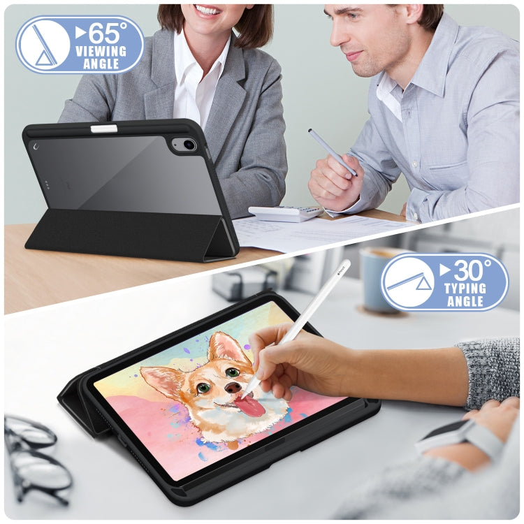 For iPad mini 6 Solid Color TPU + Acrylic Horizontal Flip Leather Tablet Case with Three-folding Holder & Sleep / Wake-up Function & Pen Slot