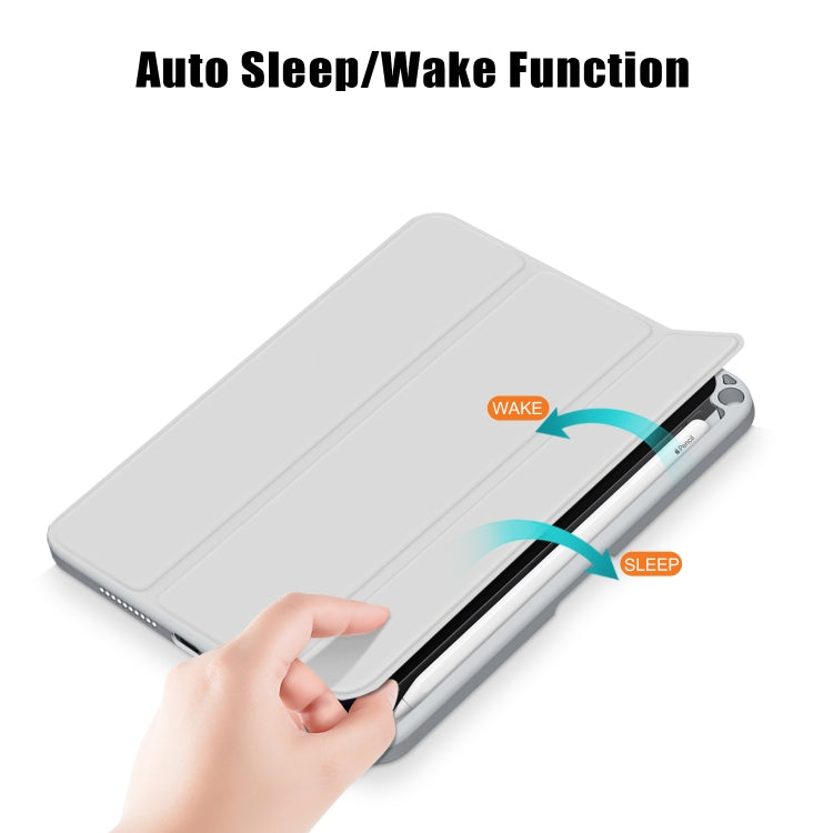 For iPad mini 6 Solid Color TPU + Acrylic Horizontal Flip Leather Tablet Case with Three-folding Holder & Sleep / Wake-up Function & Pen Slot