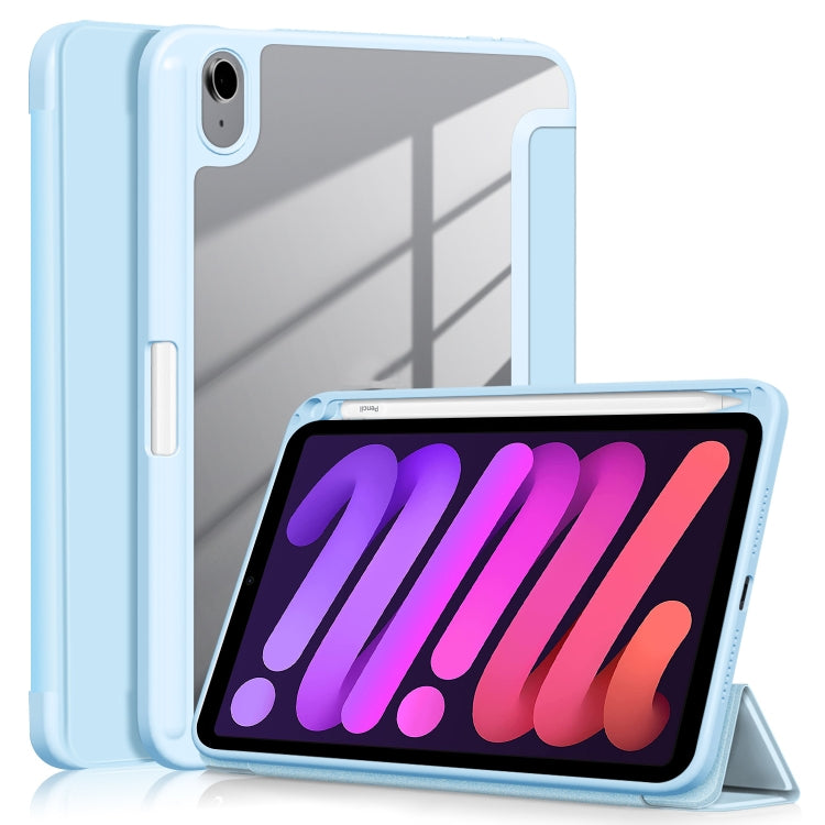 For iPad mini 6 Solid Color TPU + Acrylic Horizontal Flip Leather Tablet Case with Three-folding Holder & Sleep / Wake-up Function & Pen Slot