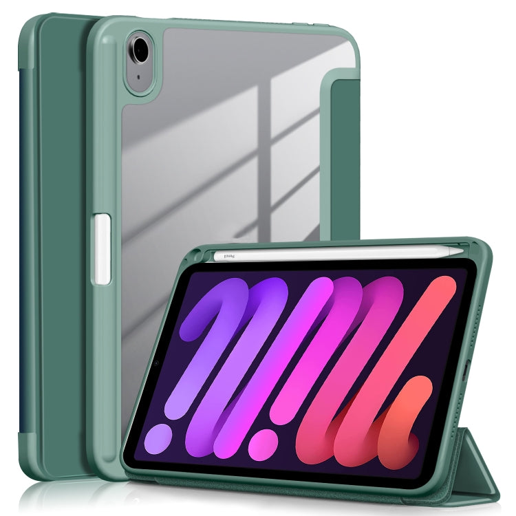 For iPad mini 6 Solid Color TPU + Acrylic Horizontal Flip Leather Tablet Case with Three-folding Holder & Sleep / Wake-up Function & Pen Slot