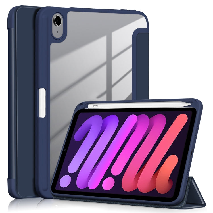 For iPad mini 6 Solid Color TPU + Acrylic Horizontal Flip Leather Tablet Case with Three-folding Holder & Sleep / Wake-up Function & Pen Slot