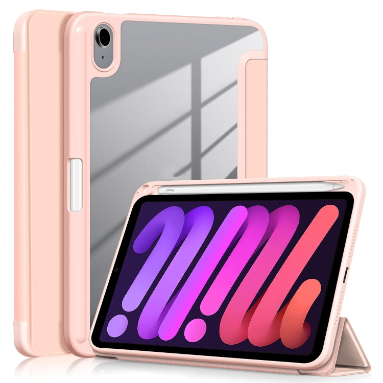 For iPad mini 6 Solid Color TPU + Acrylic Horizontal Flip Leather Tablet Case with Three-folding Holder & Sleep / Wake-up Function & Pen Slot