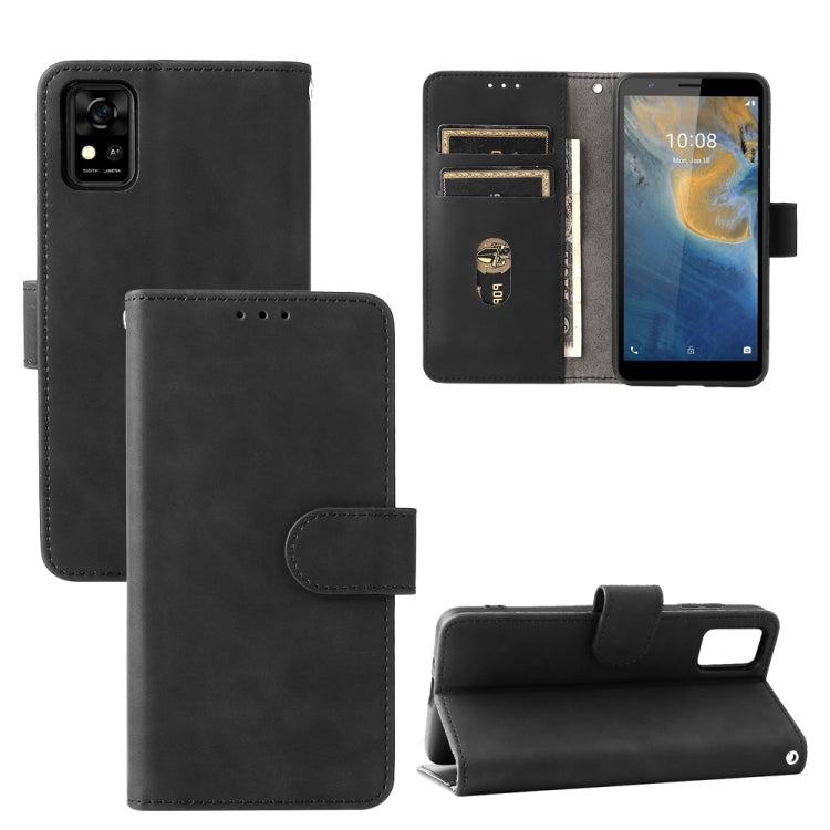 For ZTE Blade A31 Solid Color Skin Feel Magnetic Buckle Horizontal Flip Calf Texture PU Leather Case with Holder & Card Slots & Wallet