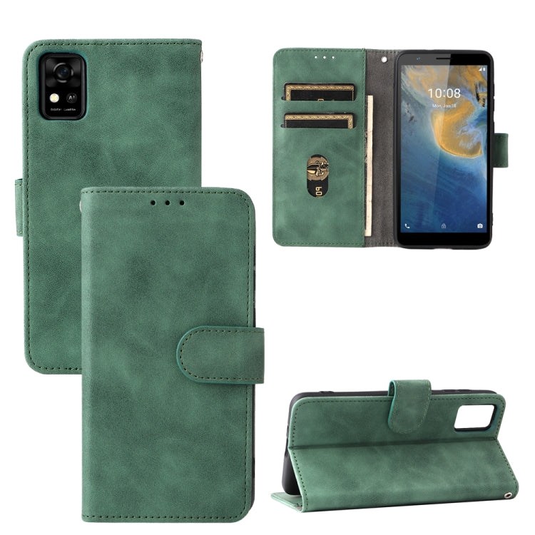 For ZTE Blade A31 Solid Color Skin Feel Magnetic Buckle Horizontal Flip Calf Texture PU Leather Case with Holder & Card Slots & Wallet