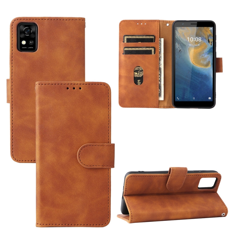 For ZTE Blade A31 Solid Color Skin Feel Magnetic Buckle Horizontal Flip Calf Texture PU Leather Case with Holder & Card Slots & Wallet