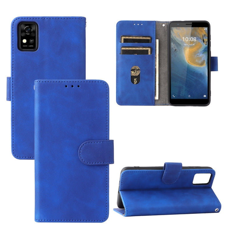 For ZTE Blade A31 Solid Color Skin Feel Magnetic Buckle Horizontal Flip Calf Texture PU Leather Case with Holder & Card Slots & Wallet