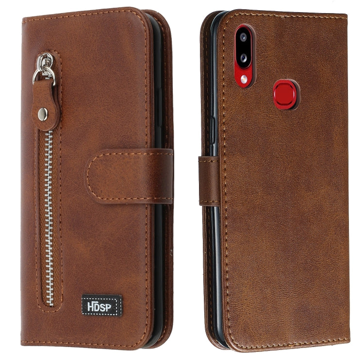For Galaxy A10s Zipper Horizontal Flip Leather Case with Wallet & Holder & Card Slots