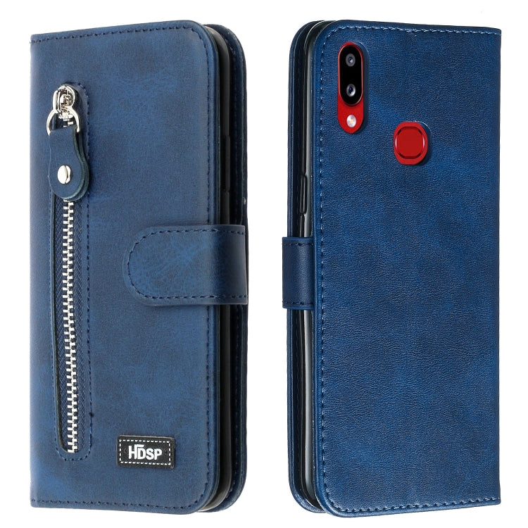 For Galaxy A10s Zipper Horizontal Flip Leather Case with Wallet & Holder & Card Slots