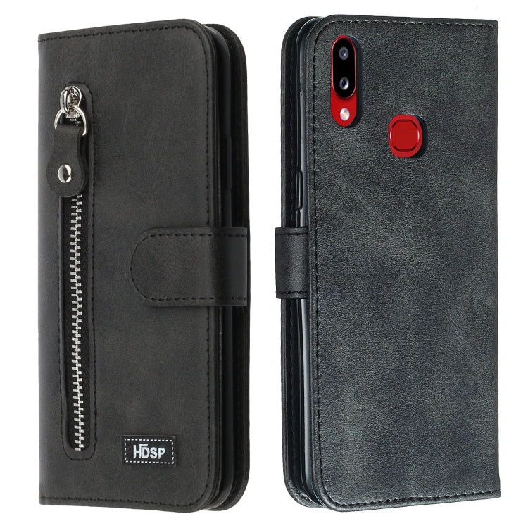 For Galaxy A10s Zipper Horizontal Flip Leather Case with Wallet & Holder & Card Slots