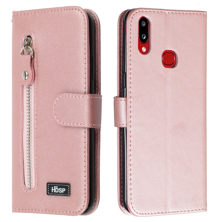 For Galaxy A10s Zipper Horizontal Flip Leather Case with Wallet & Holder & Card Slots