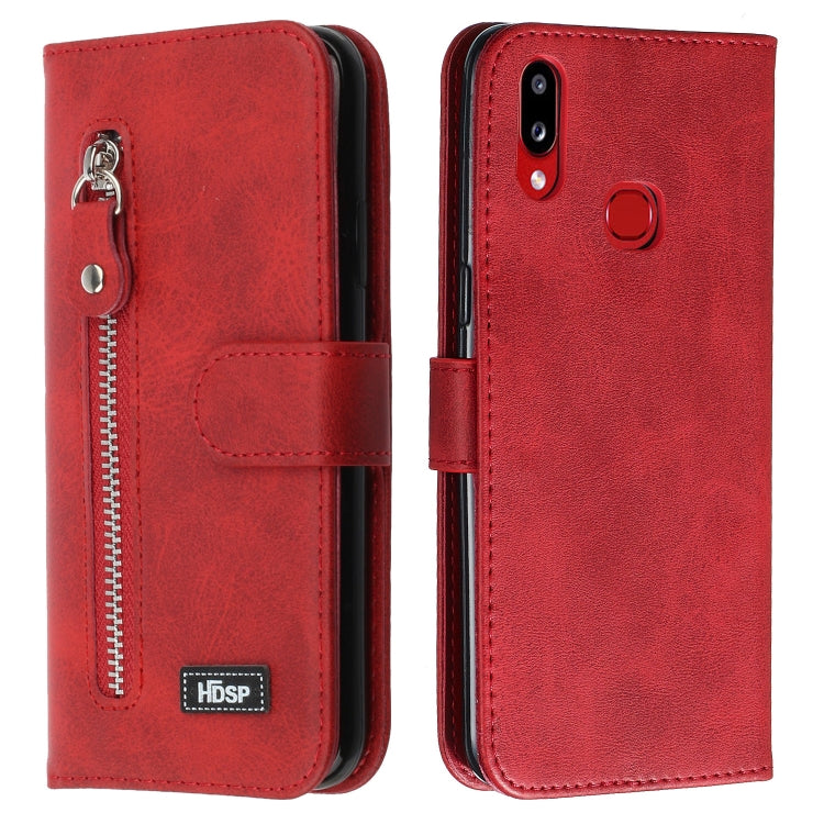 For Galaxy A10s Zipper Horizontal Flip Leather Case with Wallet & Holder & Card Slots